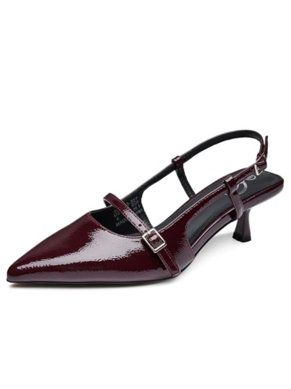 Women's Heeled Slingback Sandals Pointed Toe PU Leather Kitten Heel